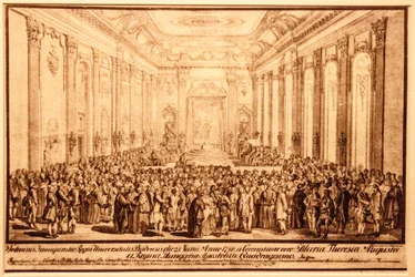 Eröffnungszeremonie der Universität im Staatszimmer des Buda-Palastes, 25. Juni 1780